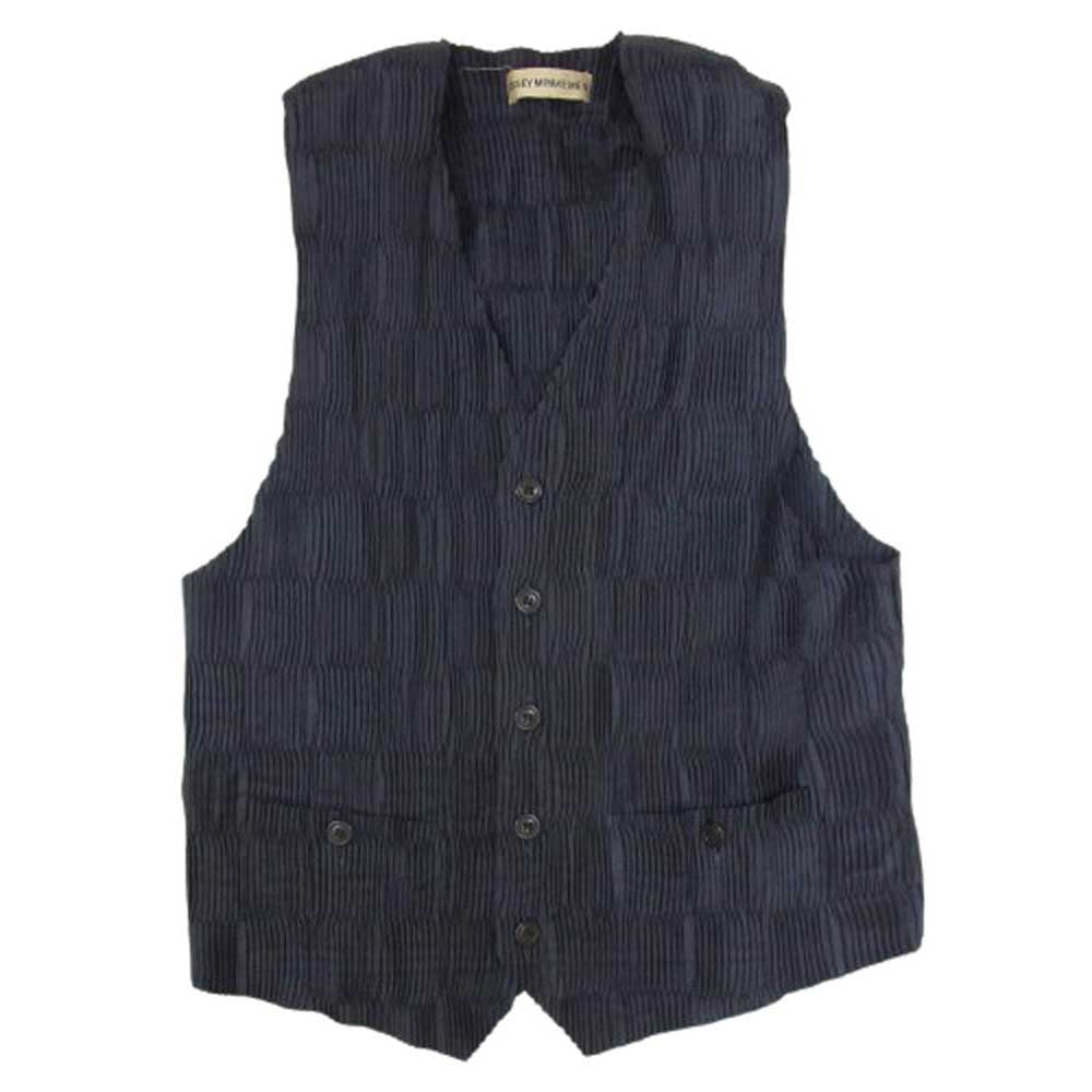 ISSEY MIYAKE イッセイミヤケ ME81-FE168 プリーツ加工 ベスト ネイビー系 M【中古】