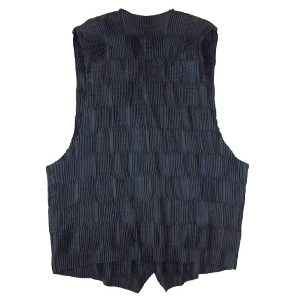 ISSEY MIYAKE イッセイミヤケ ME81-FE168 プリーツ加工 ベスト ネイビー系 M【中古】