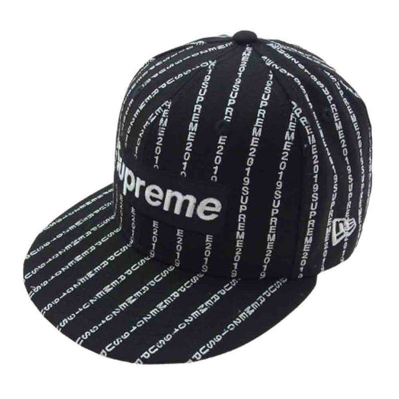Supreme シュプリーム 19SS × NEW ERA ニューエラ Text Stripe New Era Cap テキスト ストライプ ベースボール キャップ ブラック系【中古】