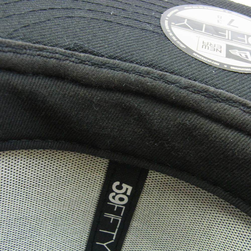 Supreme シュプリーム 19SS × NEW ERA ニューエラ Text Stripe New Era Cap テキスト ストライプ ベースボール キャップ ブラック系【中古】