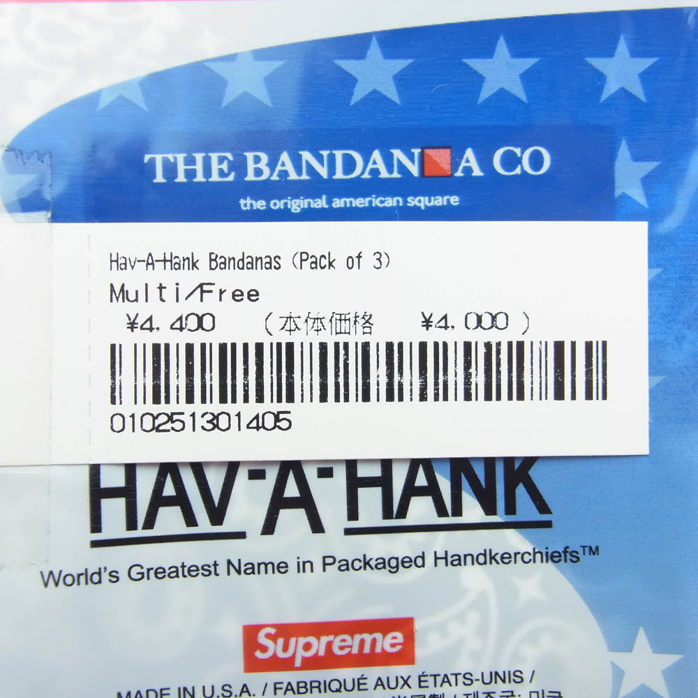 Supreme シュプリーム 24ss Hav-A-Hank Bandanas (Pack Of 3) Multi ハバハンク バンダナ 3パック マルチ 56cm×56cm【新古品】【未使用】【中古】