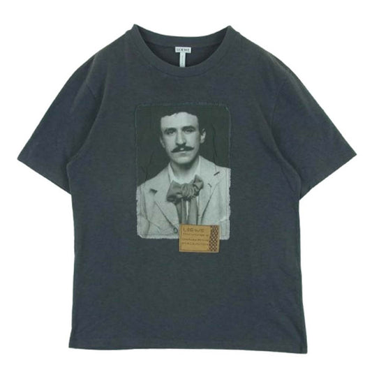 LOEWE ロエベ 18AW H6199720CR Charles Mackintosh ポートレート プリント レザーパッチ Tシャツ 半袖 カットソー ポルトガル製 グレー系 M【中古】