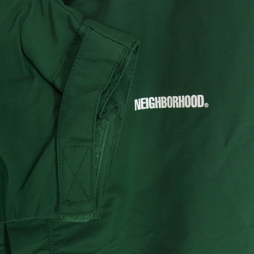 NEIGHBORHOOD ネイバーフッド 18AW 181TSNH-JKM04 WAVES CN-JKT ロゴプリント ハーフジップ アノラック マウンテンパーカー ナイロン ジャケット グリーン系 L【中古】