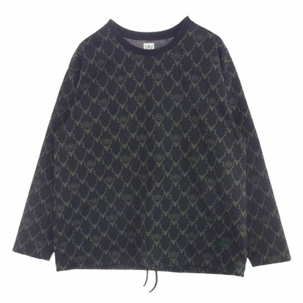 South2 West8 サウスツーウェストエイト PU523 String Crew Neck Shirt Poly Jacquard Skull&Target スカル&ターゲット ジャガード クルーネック ドローコード 長袖カットソー ブラック系 M【中古】