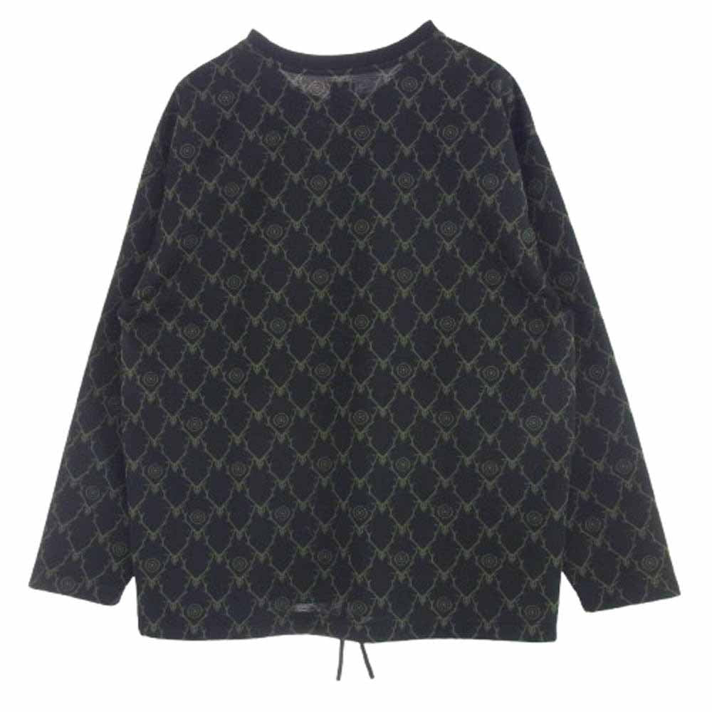 South2 West8 サウスツーウェストエイト PU523 String Crew Neck Shirt Poly Jacquard Skull&Target スカル&ターゲット ジャガード クルーネック ドローコード 長袖カットソー ブラック系 M【中古】