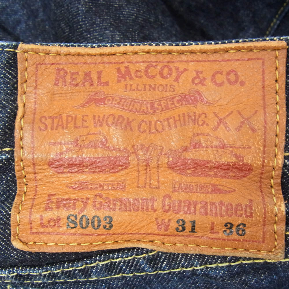 The REAL McCOY'S ザリアルマッコイズ S003 大戦モデル ボタンフライ セルビッチ デニムパンツ インディゴブルー系 31【中古】
