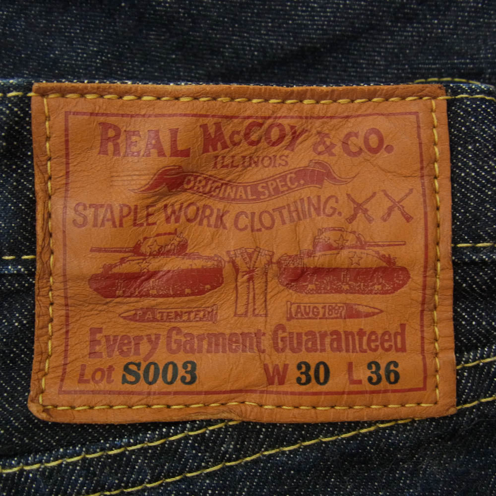 The REAL McCOY'S ザリアルマッコイズ S003 大戦モデル ボタンフライ セルビッチ デニムパンツ インディゴブルー系 30【中古】