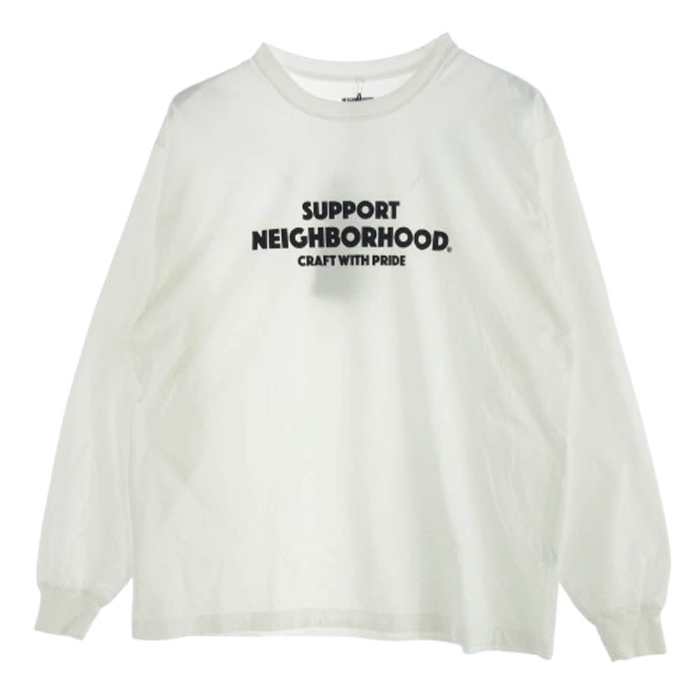 NEIGHBORHOOD ネイバーフッド TYPEURBAN GARMENT SUPPORT ロゴプリント 長袖カットソー ホワイト系 M【中古】