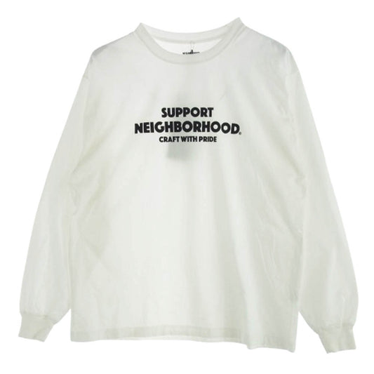 NEIGHBORHOOD ネイバーフッド TYPEURBAN GARMENT SUPPORT ロゴプリント 長袖カットソー ホワイト系 M【中古】