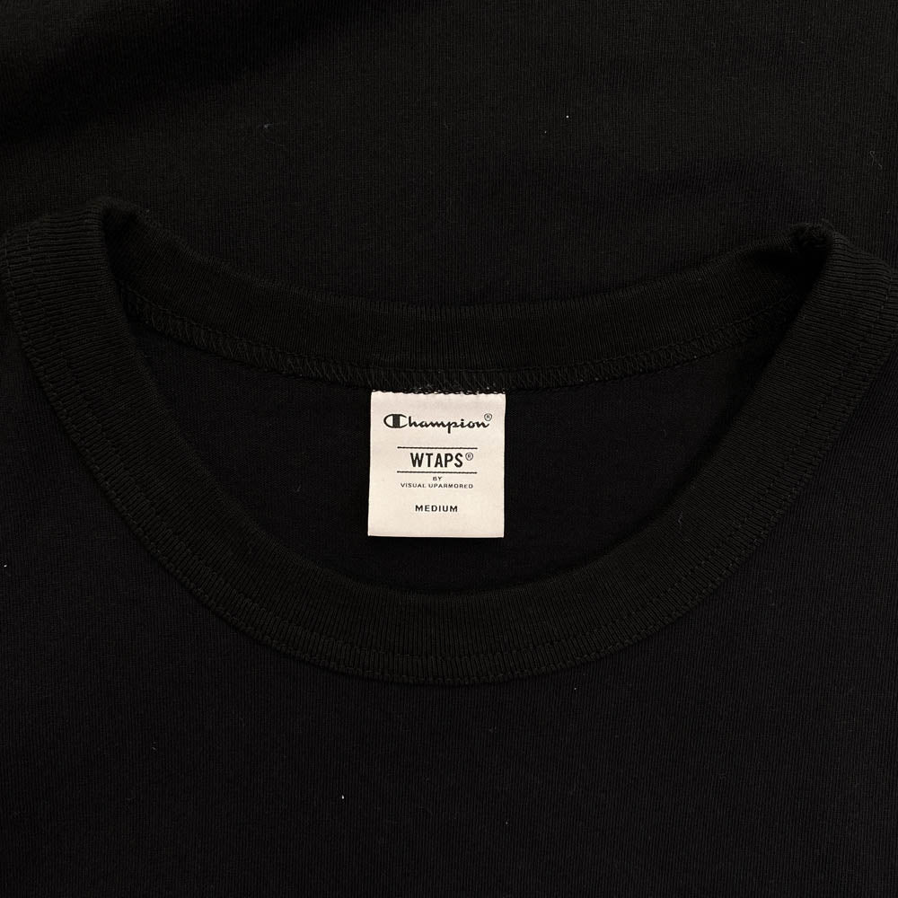WTAPS ダブルタップス C8-X354 × Champion チャンピオン ロゴ刺繍 Tシャツ 半袖カットソー ブラック系 M【中古】