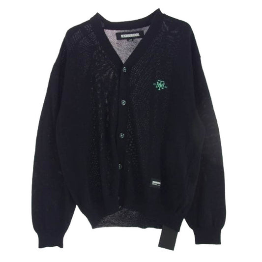 NEIGHBORHOOD ネイバーフッド 24SS 241FUNH-KNM02 PLAIN CARDIGAN ロゴ刺繍 カーディガン ブラック系 L【美品】【中古】