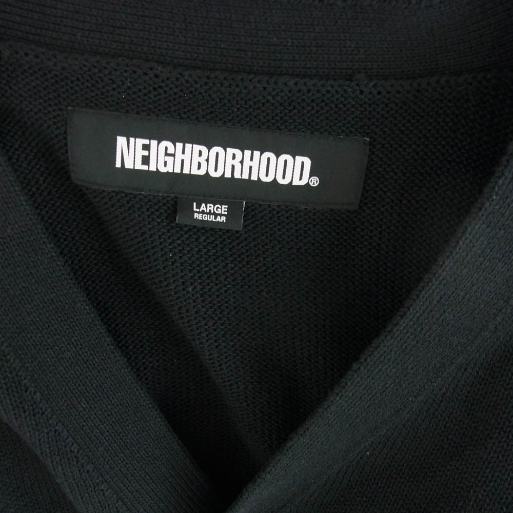 NEIGHBORHOOD ネイバーフッド 24SS 241FUNH-KNM02 PLAIN CARDIGAN ロゴ刺繍 カーディガン ブラック系 L【美品】【中古】