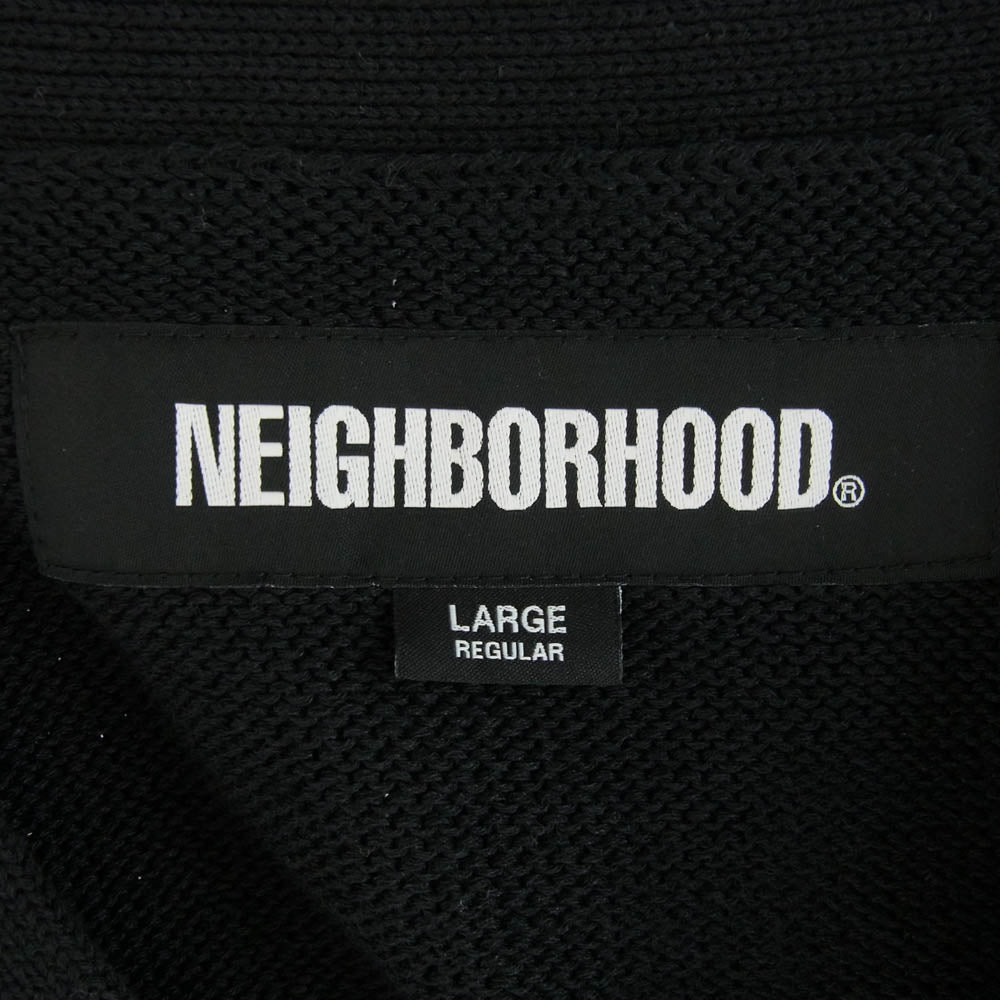 NEIGHBORHOOD ネイバーフッド 24SS 241FUNH-KNM02 PLAIN CARDIGAN ロゴ刺繍 カーディガン ブラック系 L【美品】【中古】