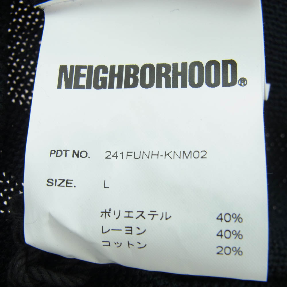 NEIGHBORHOOD ネイバーフッド 24SS 241FUNH-KNM02 PLAIN CARDIGAN ロゴ刺繍 カーディガン ブラック系 L【美品】【中古】