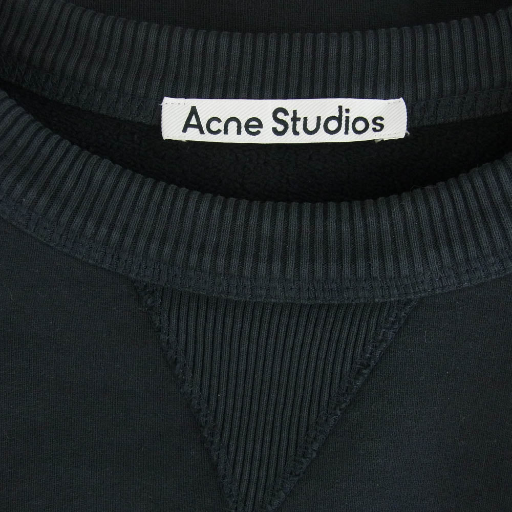 ACNE STUDIOS アクネストゥディオズ SWEA000260 ロゴ刺繍 クルーネック スウェット ダークネイビー系 S【中古】