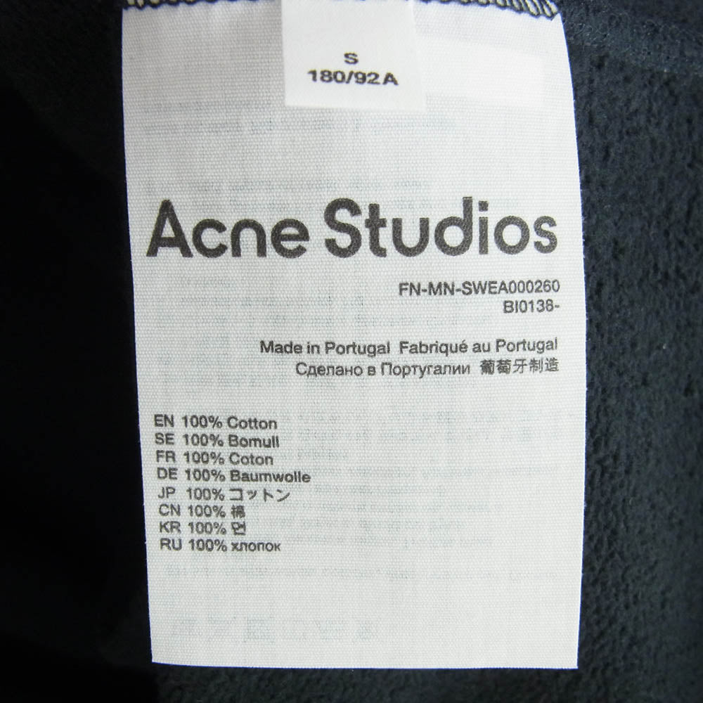 ACNE STUDIOS アクネストゥディオズ SWEA000260 ロゴ刺繍 クルーネック スウェット ダークネイビー系 S【中古】