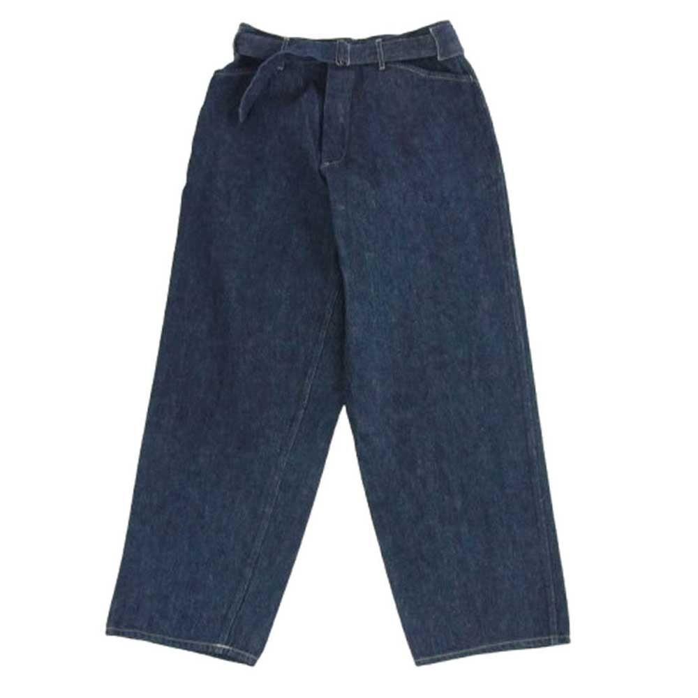 COMOLI コモリ 21SS T01-03004 ベルテッド デニム パンツ ネイビー系 2【美品】【中古】