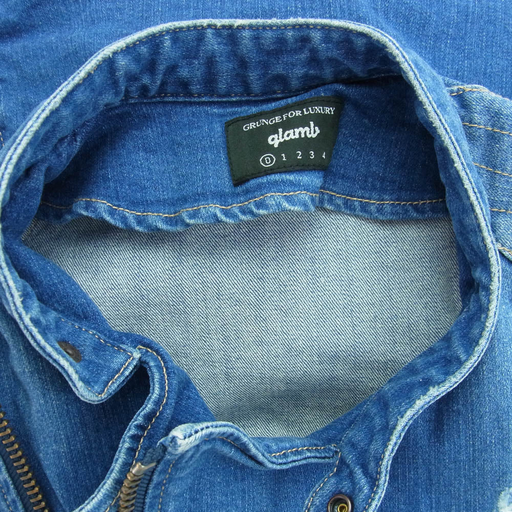 グラム GB0419/JKT15 Jam denim riders ダメージ加工 ジャム デニム ライダース ジャケット インディゴブルー系【中古】