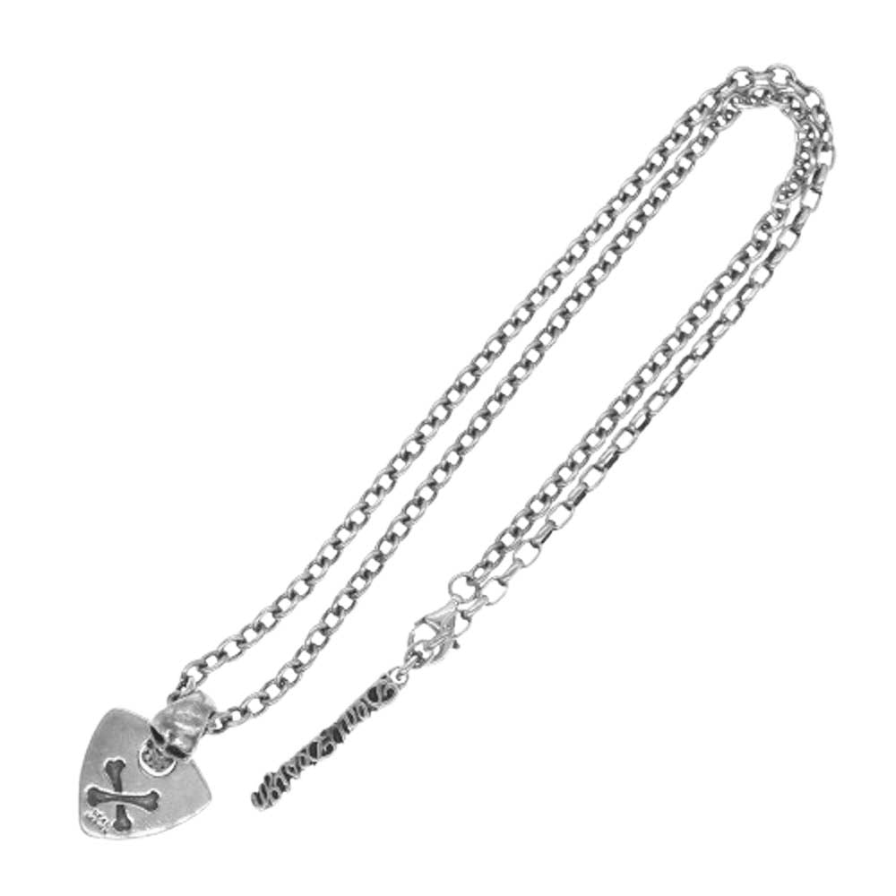 DEAL DESIGN ディールデザイン スカル クロスボーン ギターピック ペンダントトップ チェーン ネックレス シルバー系【中古】