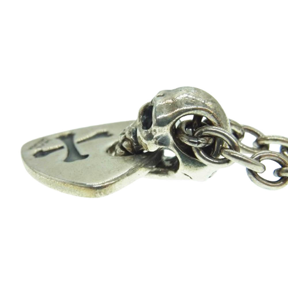 DEAL DESIGN ディールデザイン スカル クロスボーン ギターピック ペンダントトップ チェーン ネックレス シルバー系【中古】