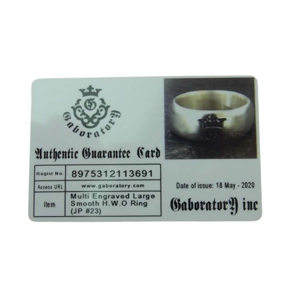 GABOR ガボール ギャランティカード付属 GABORATORY ガボラトリー MULTI ENGRAVED LARGE SMOOTH H.W.O RING マルチ イングレイブド ラージ スムース リング シルバー系 22.5号【中古】