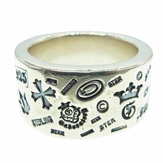 GABOR ガボール ギャランティ付属 GABORATORY ガボラトリー 12mm WIDE MULTI STAMP FLAT BAR RING BOLD ワイド マルチ スタンプ フラット バー ボールド リング 約28号【中古】