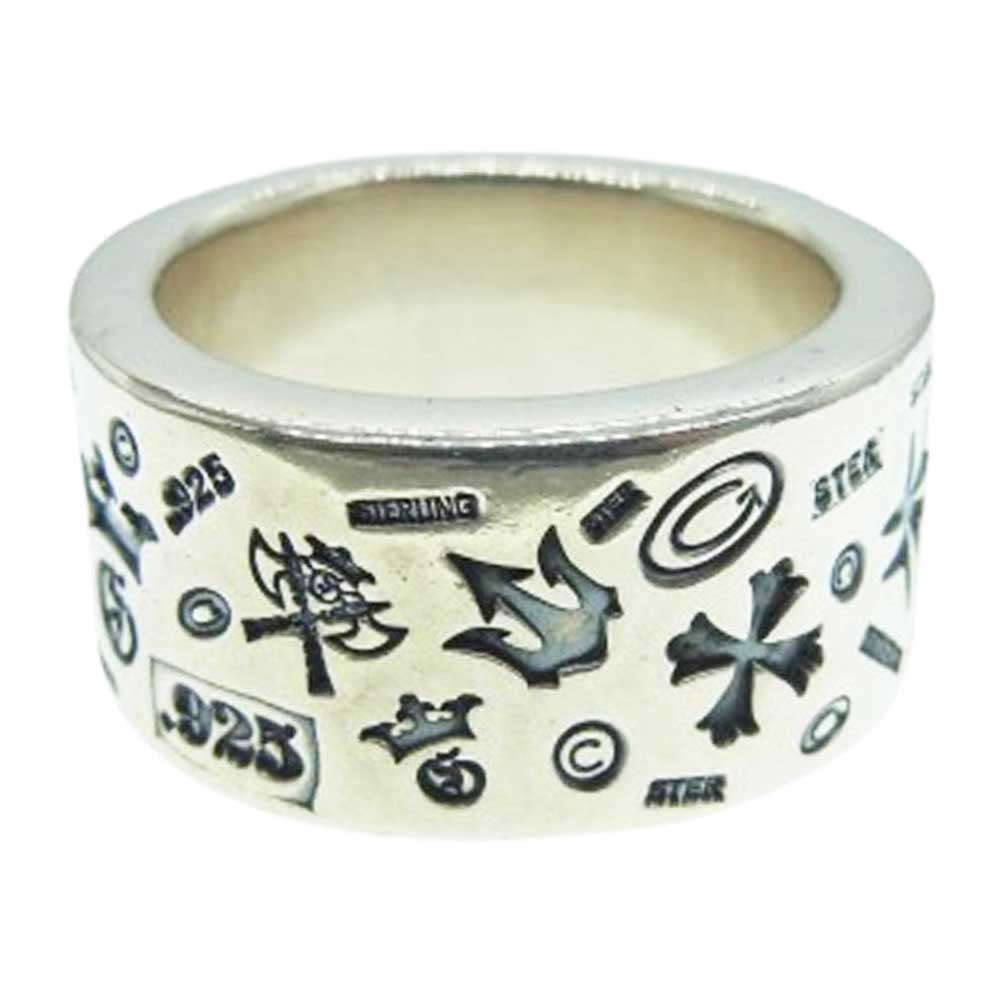 GABOR ガボール ギャランティ付属 GABORATORY ガボラトリー 12mm WIDE MULTI STAMP FLAT BAR RING BOLD ワイド マルチ スタンプ フラット バー ボールド リング 約28号【中古】