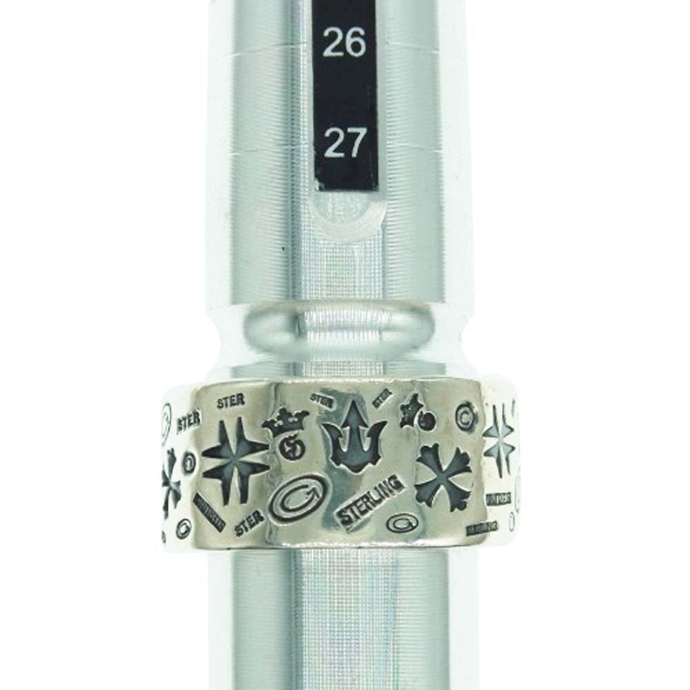 GABOR ガボール ギャランティ付属 GABORATORY ガボラトリー 12mm WIDE MULTI STAMP FLAT BAR RING BOLD ワイド マルチ スタンプ フラット バー ボールド リング 約28号【中古】