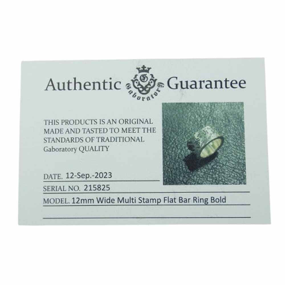 GABOR ガボール ギャランティ付属 GABORATORY ガボラトリー 12mm WIDE MULTI STAMP FLAT BAR RING BOLD ワイド マルチ スタンプ フラット バー ボールド リング 約28号【中古】