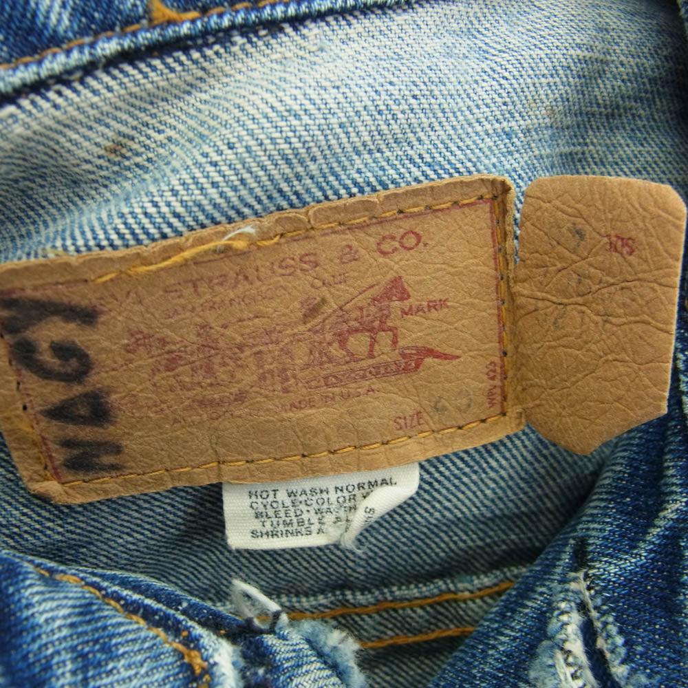 Levi's リーバイス 4th 70505 60s ケアタグ ビッグE 529番 デニム ジャケット ブルー系 40【中古】