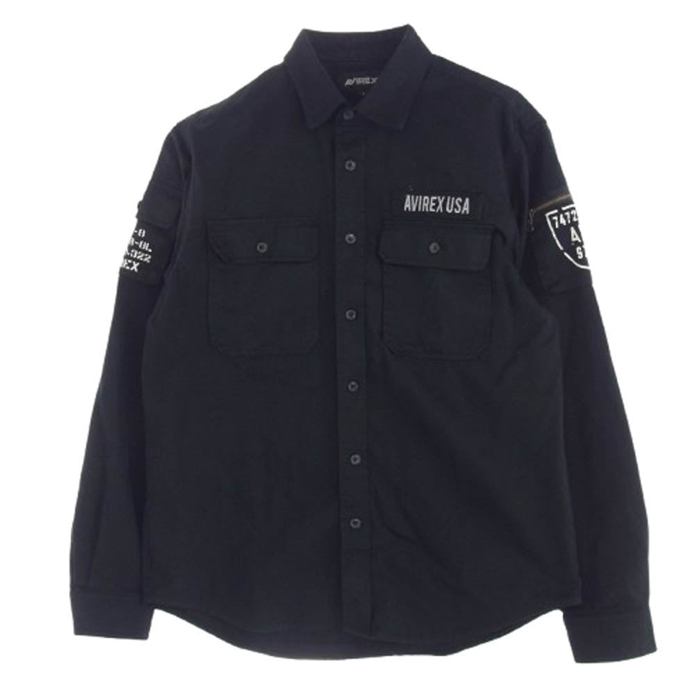 AVIREX アヴィレックス 783-3920001 長袖 ベーシック ファティーグ シャツ ブラック系 L【中古】