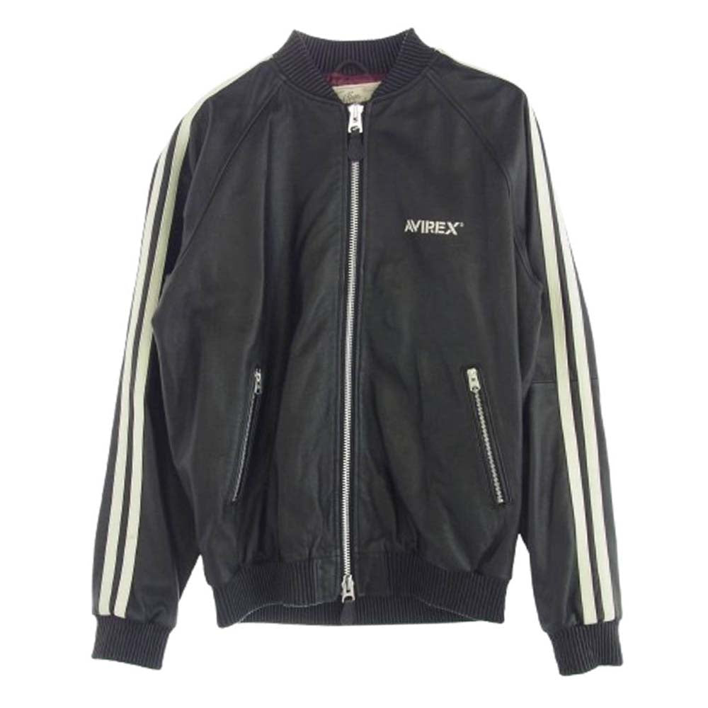AVIREX アヴィレックス 6171073 LEATHER TRACK JACKET レザー トラック ジャケット ブラック系 XL【中古】