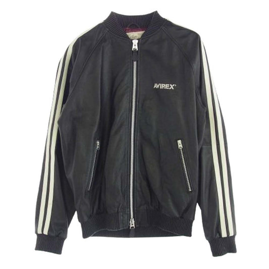 AVIREX アヴィレックス 6171073 LEATHER TRACK JACKET レザー トラック ジャケット ブラック系 XL【中古】