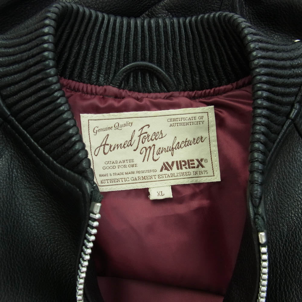 AVIREX アヴィレックス 6171073 LEATHER TRACK JACKET レザー トラック ジャケット ブラック系 XL【中古】