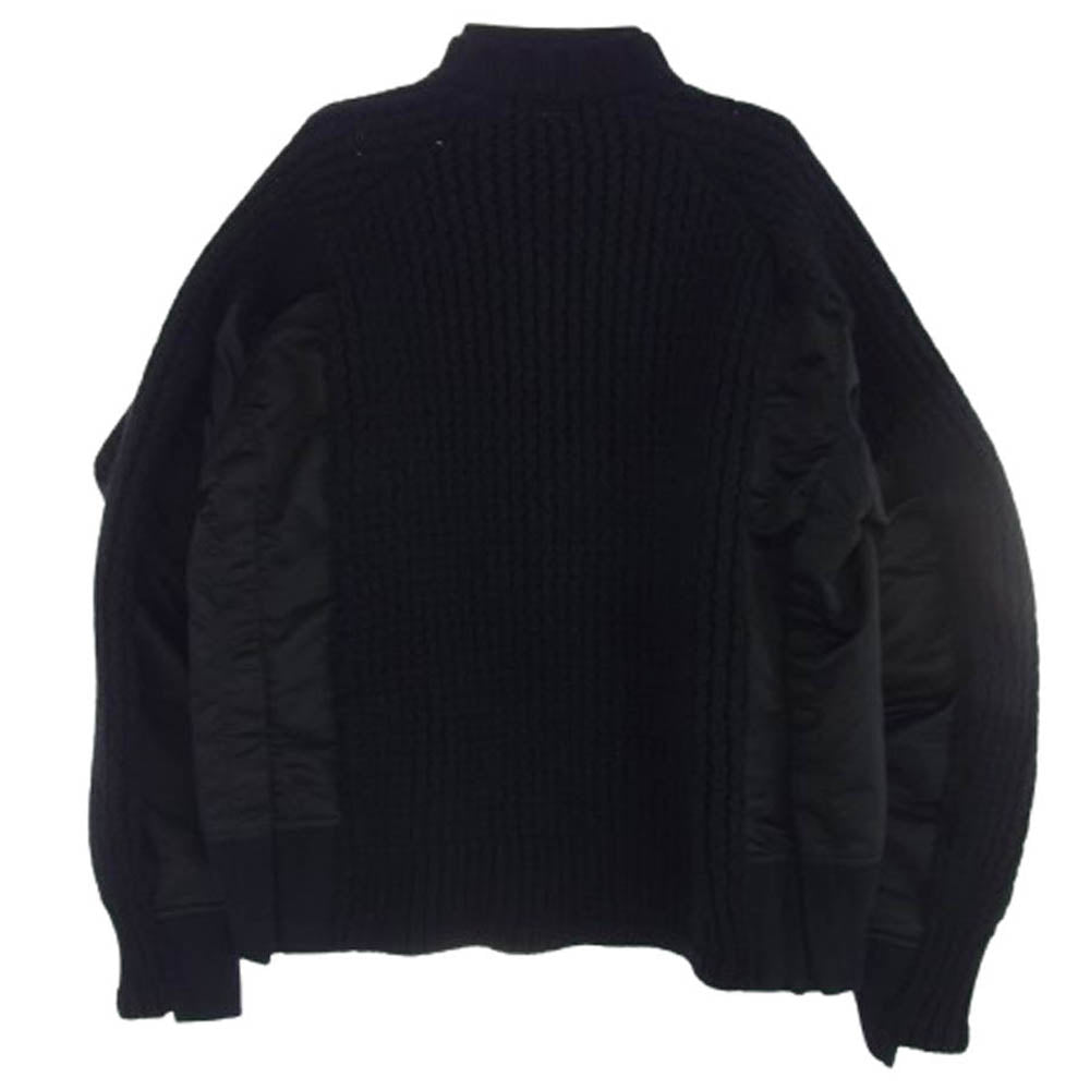 Sacai サカイ 23AW 23-03165M Nylon Twill Mix Knit Blouson ニット切り替え デザイン ブルゾン ジップアップ レイヤード ジャケット ブラック系 1【美品】【中古】