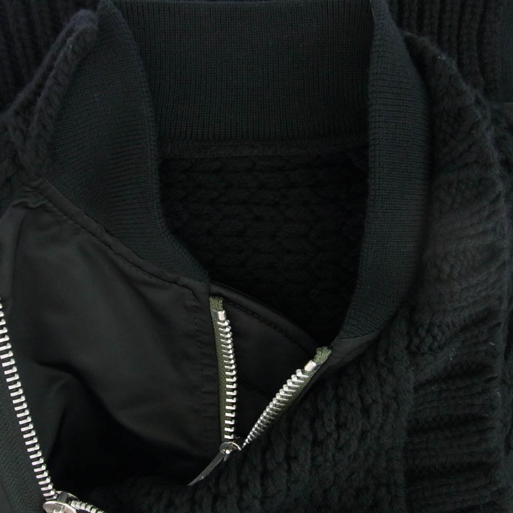 Sacai サカイ 23AW 23-03165M Nylon Twill Mix Knit Blouson ニット切り替え デザイン ブルゾン ジップアップ レイヤード ジャケット ブラック系 1【美品】【中古】