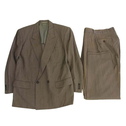 COMME des GARCONS HOMME コムデギャルソンオム AD1990 HJ-1101S 田中オム 90s archive ダブルブレスト 2タック ジャケット スラックスパンツ スーツ セットアップ ブラウン系 上下：S【中古】