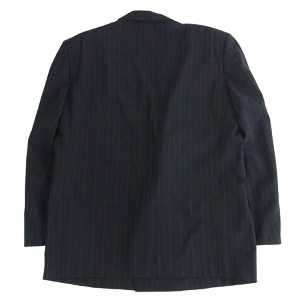 COMME des GARCONS HOMME コムデギャルソンオム AD1988 HS-11035S ヴィンテージオム 80s archive ダブルブレスト 2タック ストライプ ジャケット スラックスパンツ スーツ セットアップ ネイビー系 M【中古】