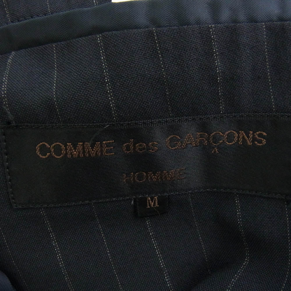 COMME des GARCONS HOMME コムデギャルソンオム AD1988 HS-11035S ヴィンテージオム 80s archive ダブルブレスト 2タック ストライプ ジャケット スラックスパンツ スーツ セットアップ ネイビー系 M【中古】