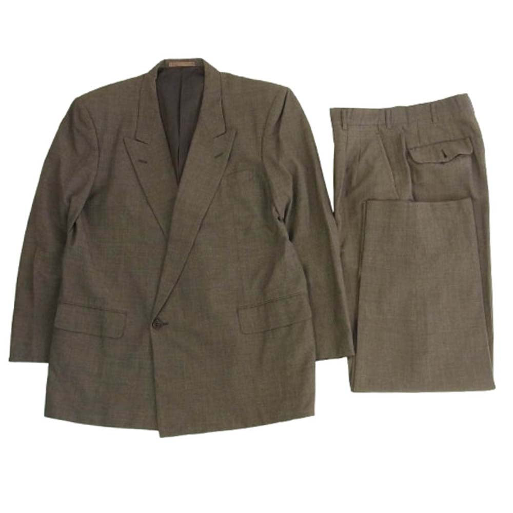 COMME des GARCONS HOMME コムデギャルソンオム AD1991 HS-75005M 田中オム 90s archive ダブルブレスト 2タック チェック ジャケット スラックスパンツスーツ セットアップ ブラウン系 M【中古】