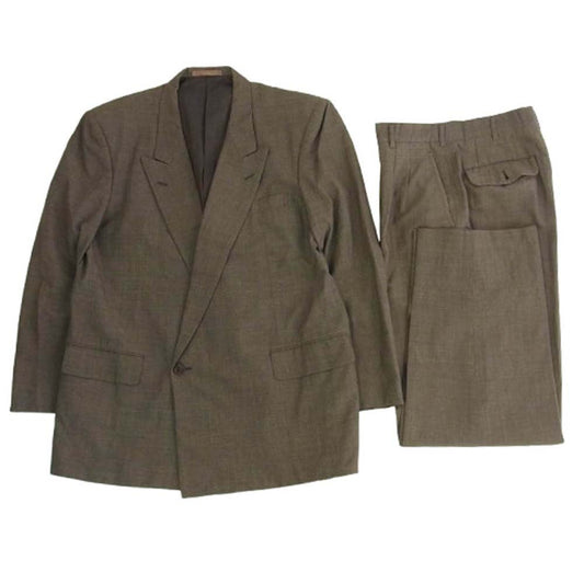 COMME des GARCONS HOMME コムデギャルソンオム AD1991 HS-75005M 田中オム 90s archive ダブルブレスト 2タック チェック ジャケット スラックスパンツスーツ セットアップ ブラウン系 M【中古】