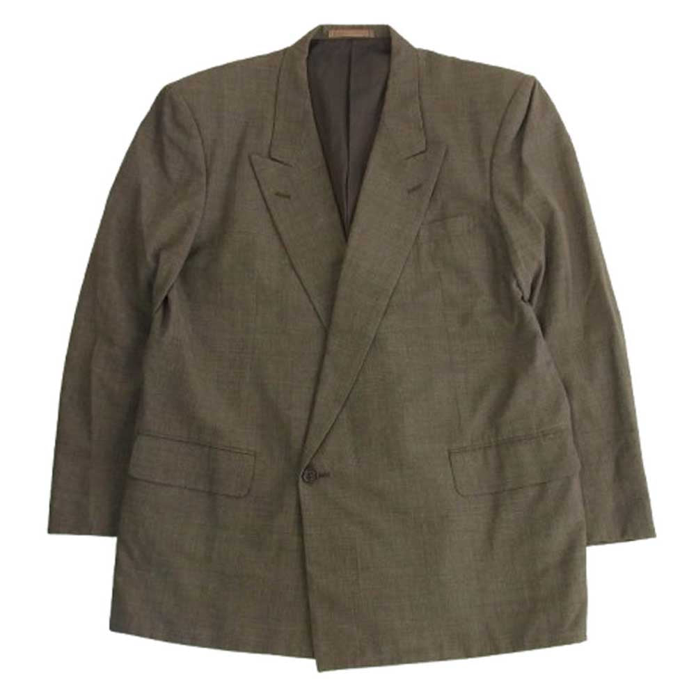 COMME des GARCONS HOMME コムデギャルソンオム AD1991 HS-75005M 田中オム 90s archive ダブルブレスト 2タック チェック ジャケット スラックスパンツスーツ セットアップ ブラウン系 M【中古】