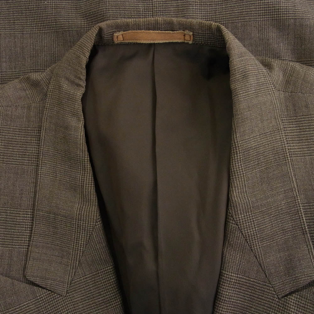 COMME des GARCONS HOMME コムデギャルソンオム AD1991 HS-75005M 田中オム 90s archive ダブルブレスト 2タック チェック ジャケット スラックスパンツスーツ セットアップ ブラウン系 M【中古】