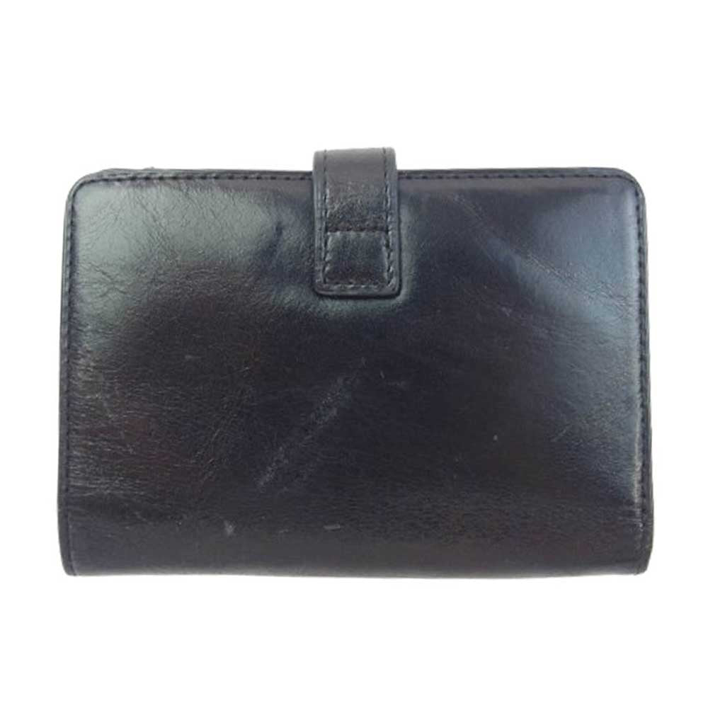 ANNA SUI アナスイ 317093 ロジェ レザー 二つ折り ミニ 財布 ウォレット ブラック系【中古】