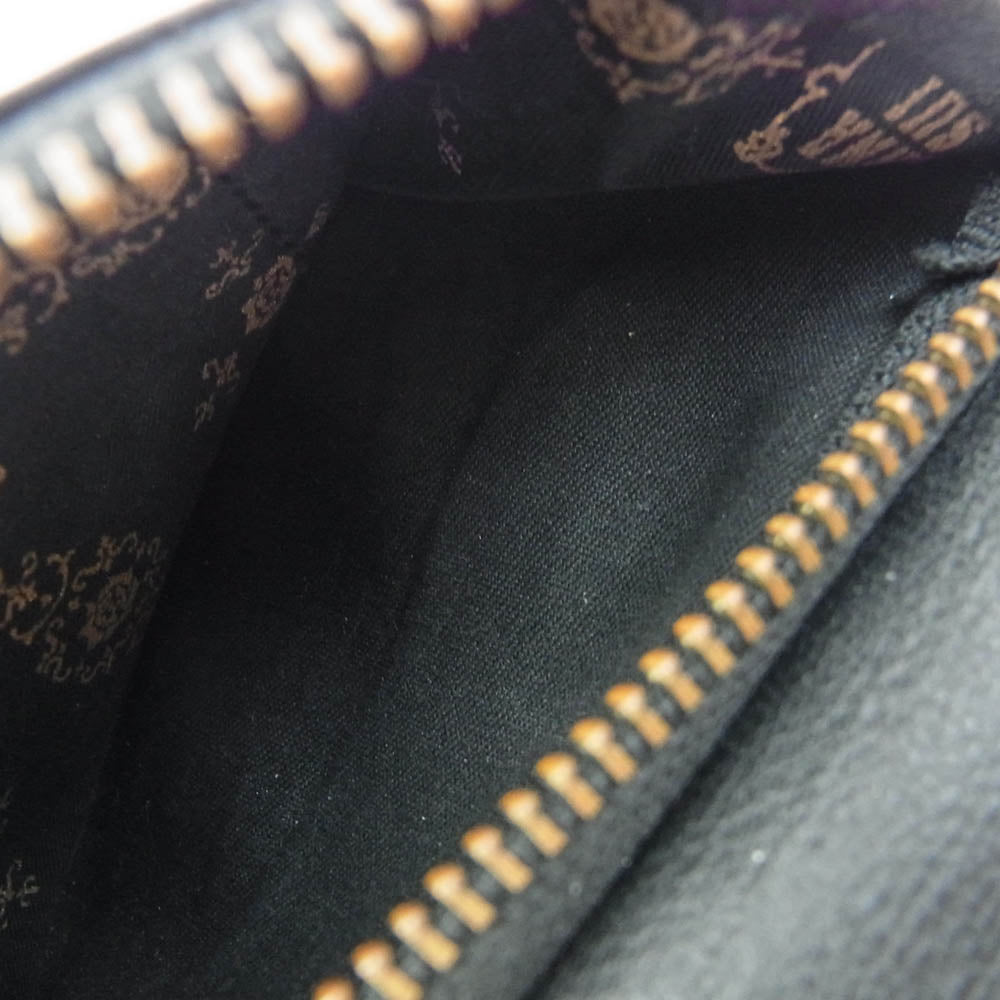 ANNA SUI アナスイ 317093 ロジェ レザー 二つ折り ミニ 財布 ウォレット ブラック系【中古】