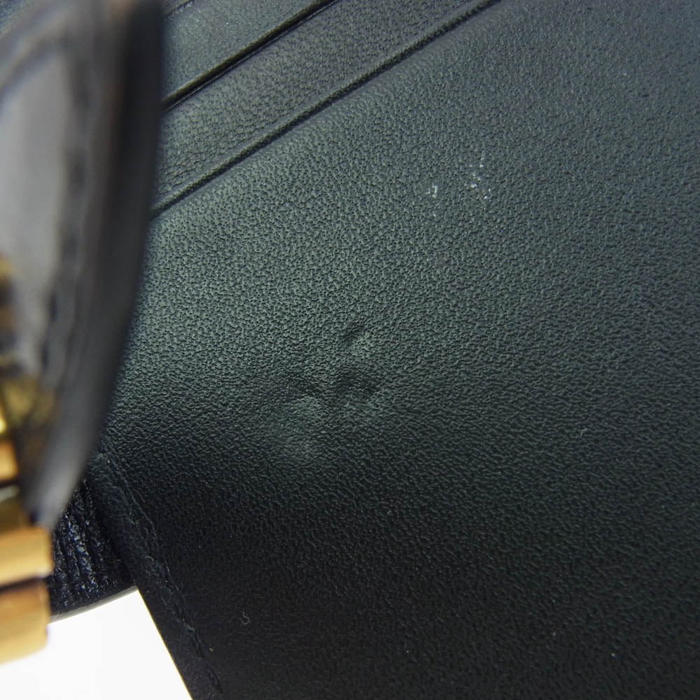 ANNA SUI アナスイ 317093 ロジェ レザー 二つ折り ミニ 財布 ウォレット ブラック系【中古】