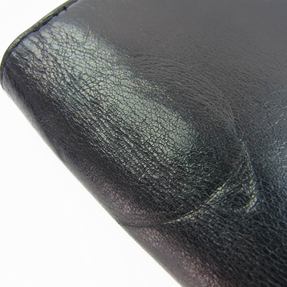 ANNA SUI アナスイ 317093 ロジェ レザー 二つ折り ミニ 財布 ウォレット ブラック系【中古】