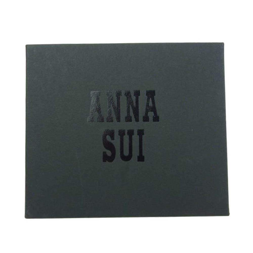ANNA SUI アナスイ 317093 ロジェ レザー 二つ折り ミニ 財布 ウォレット ブラック系【中古】