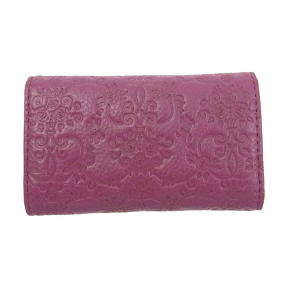 ANNA SUI アナスイ ヴィンテージローズ レザー 4連 キーケース 赤紫系【美品】【中古】