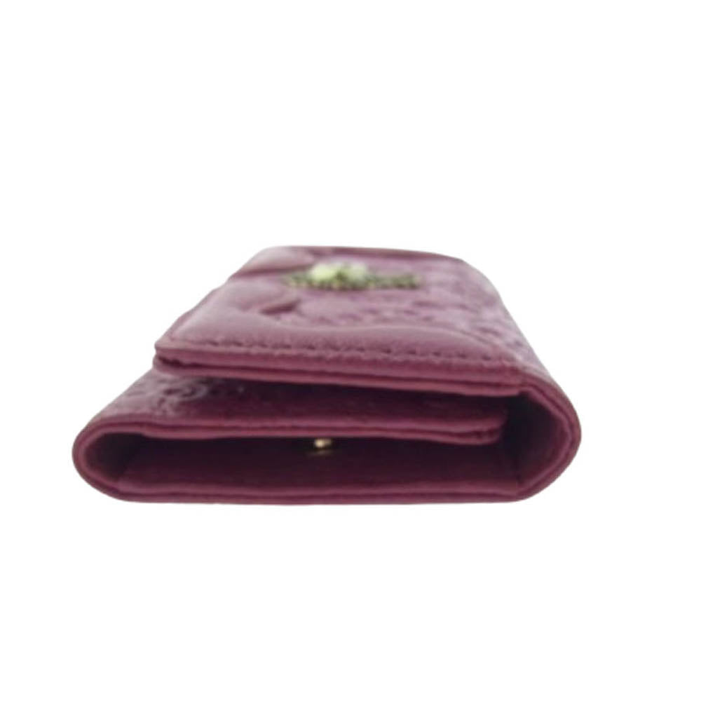 ANNA SUI アナスイ ヴィンテージローズ レザー 4連 キーケース 赤紫系【美品】【中古】